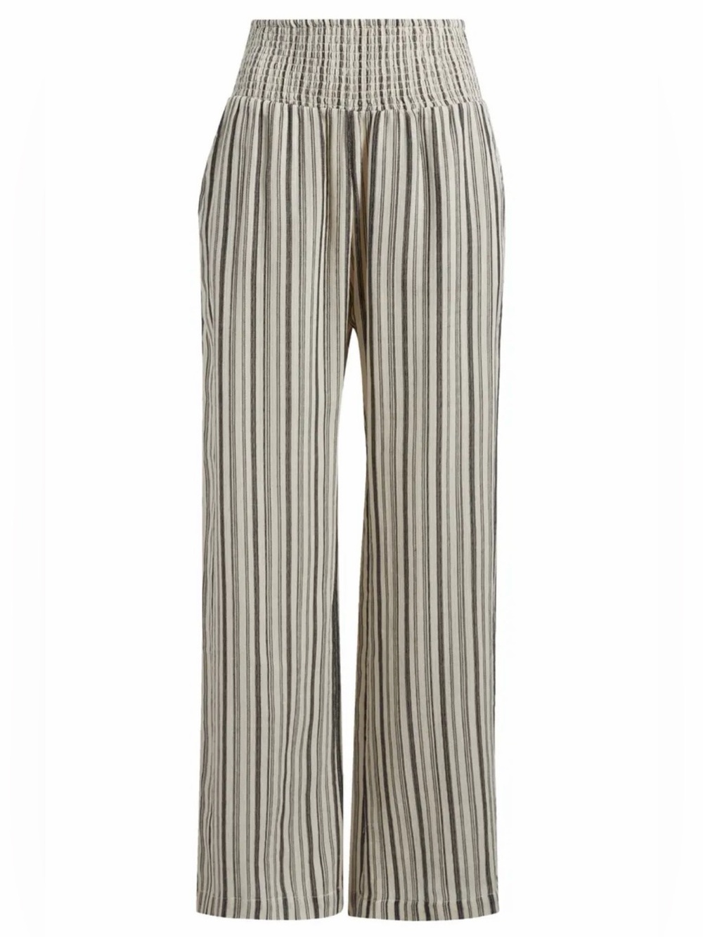 Billabong Cream & Black Vertical-Stripe Wide Leg Pants